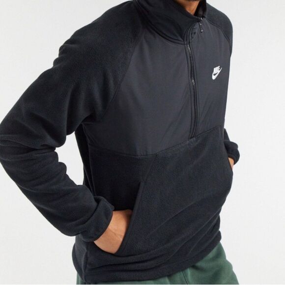 Nike Black Half Zip Fleece Pullover Size Medium - Picture 1 of 9